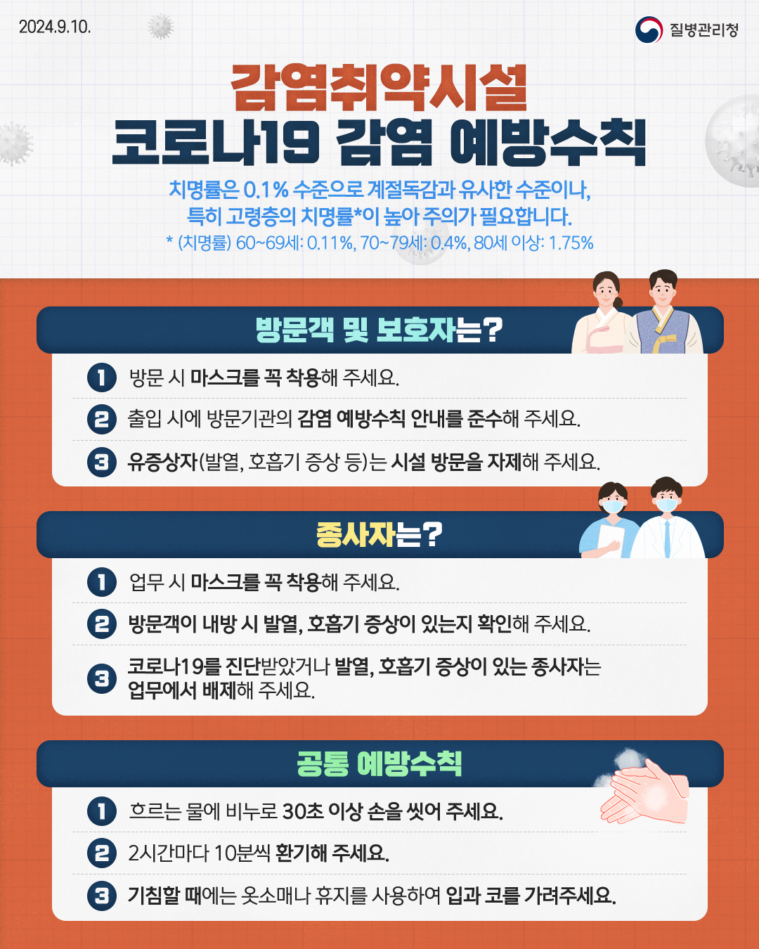 코로나19 감염 예방 수칙 안내입니다. .